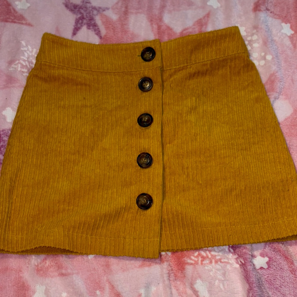 Brown button up mini skirt